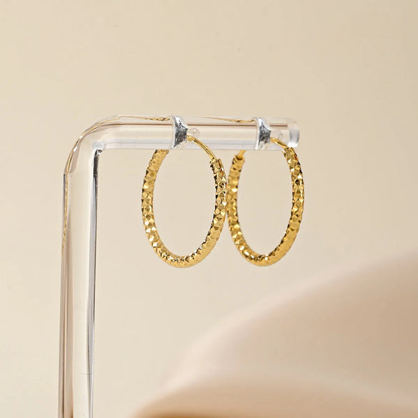 1 Piece Elegant Lady Bridal Round Copper Gold Plated Hoop Earrings