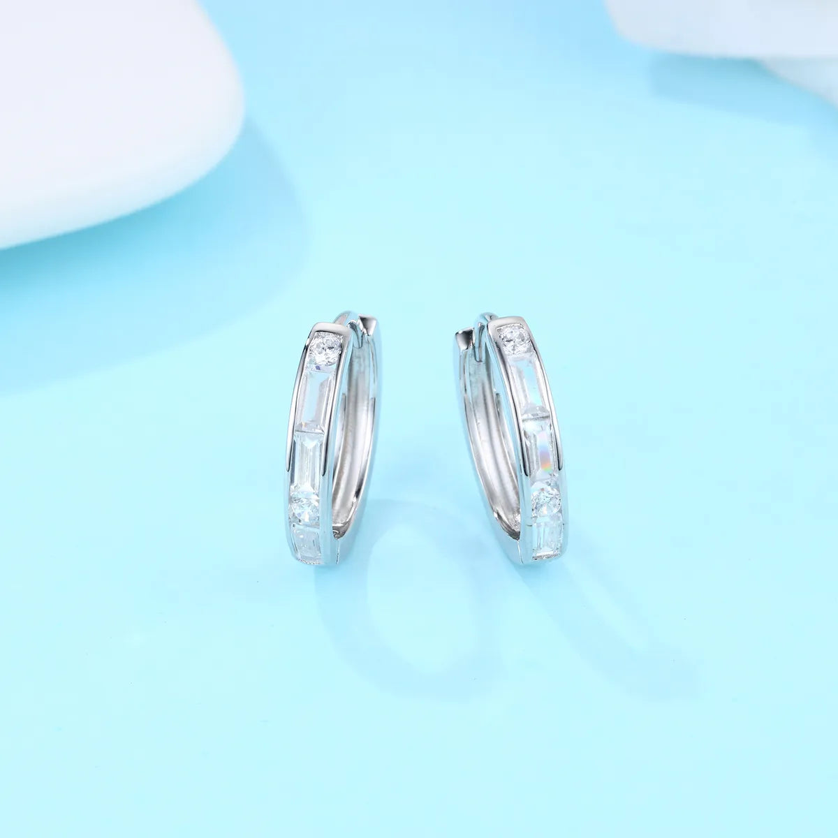 1 Piece Elegant Leaf Circle Plating Inlay Sterling Silver Zircon Gold Plated Hoop Earrings