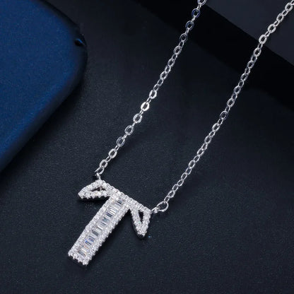 1 Piece Elegant Letter Copper Inlay Zircon Necklace