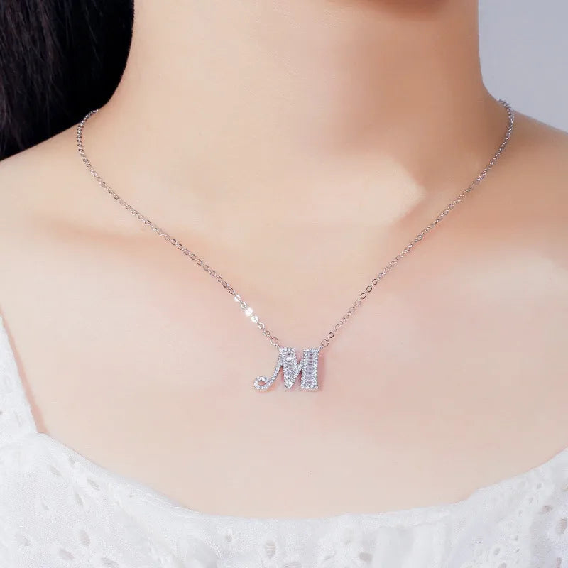 1 Piece Elegant Letter Copper Inlay Zircon Necklace