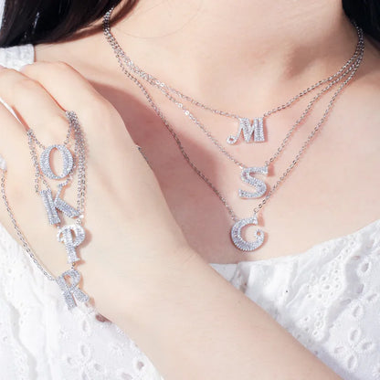 1 Piece Elegant Letter Copper Inlay Zircon Necklace