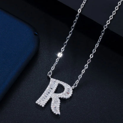 1 Piece Elegant Letter Copper Inlay Zircon Necklace