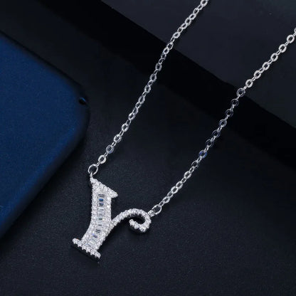 1 Piece Elegant Letter Copper Inlay Zircon Necklace