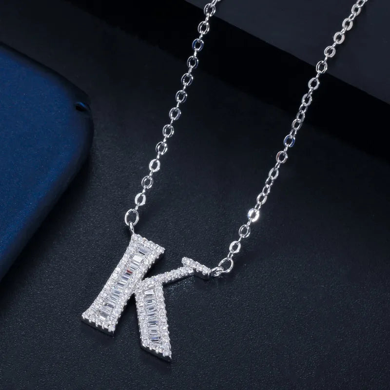 1 Piece Elegant Letter Copper Inlay Zircon Necklace