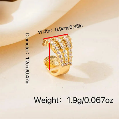 1 Piece Elegant Luxurious Geometric Plating Copper Zircon Ear Cuffs