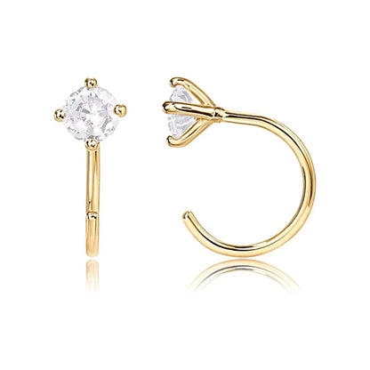 1 Piece Elegant Luxurious Shiny Solid Color Plating Inlay 304 Stainless Steel Zircon 14K Gold Plated Ear Studs