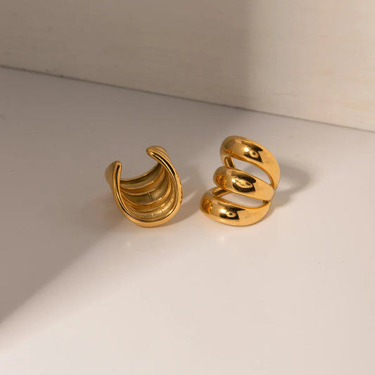 1 Piece Elegant Luxurious Solid Color Polishing Plating 304 Stainless Steel 18K Gold Plated Ear Cuffs