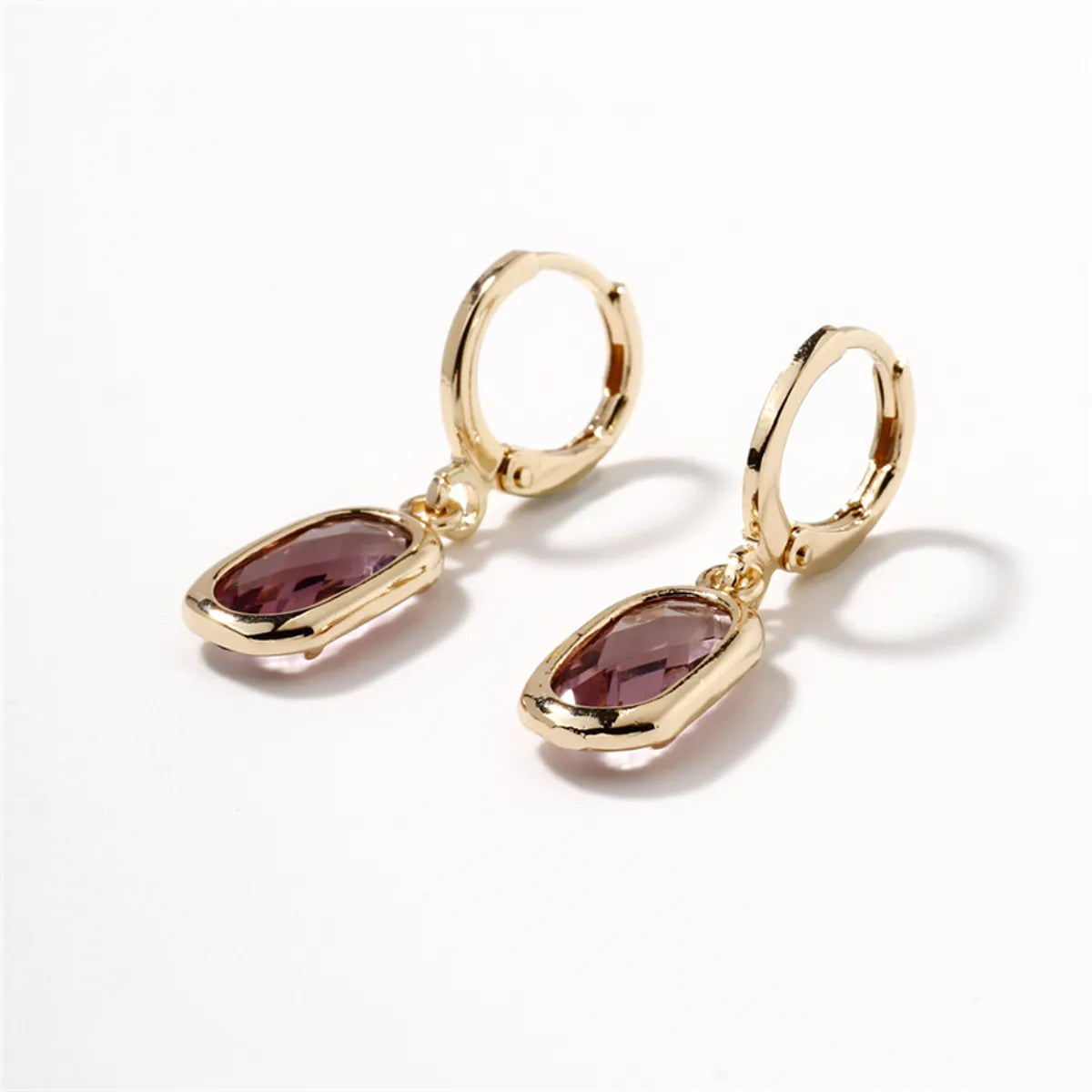 1 Piece Elegant Retro Artistic Oval Inlay Copper Resin Rhinestones K Gold Plated Drop Earrings