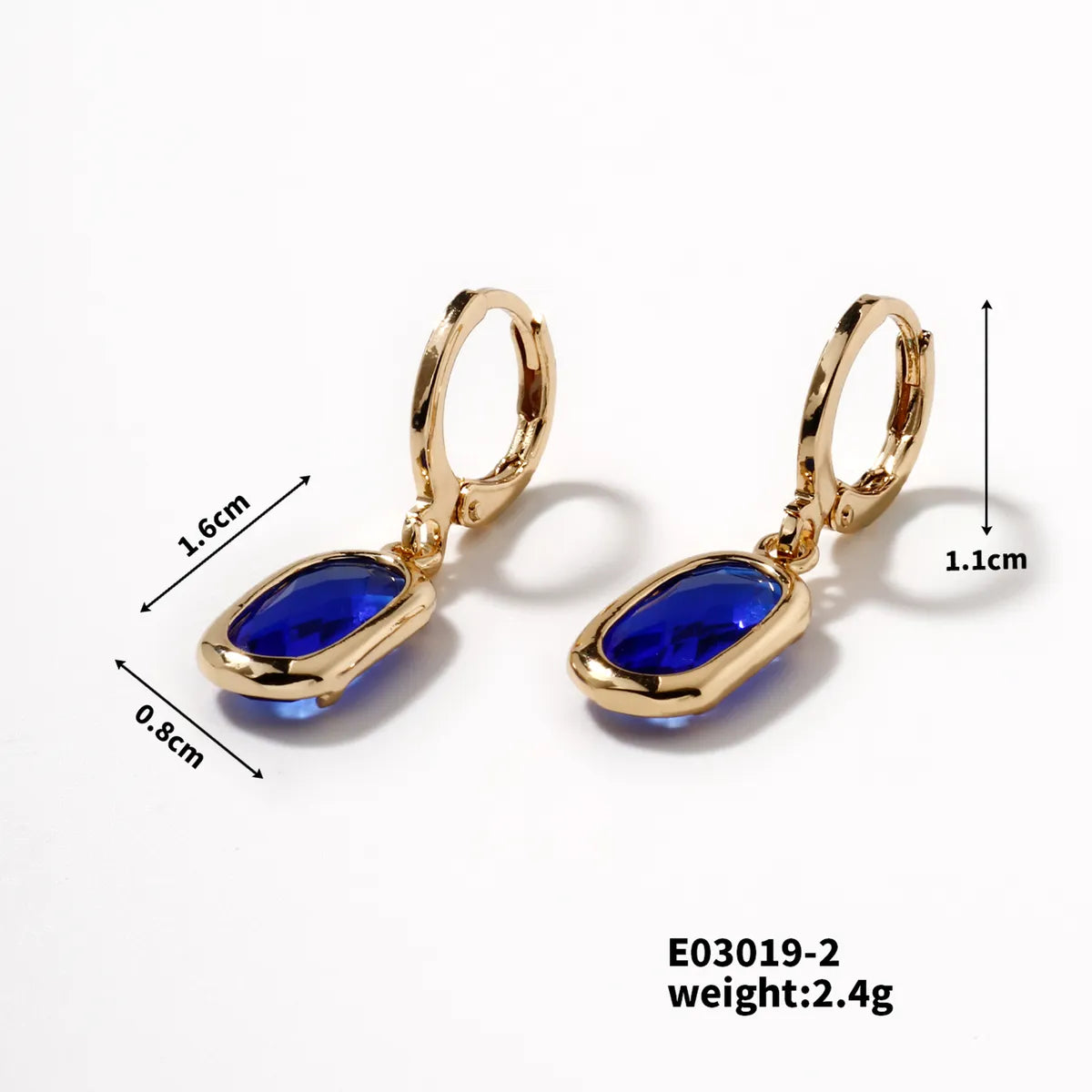 1 Piece Elegant Retro Artistic Oval Inlay Copper Resin Rhinestones K Gold Plated Drop Earrings