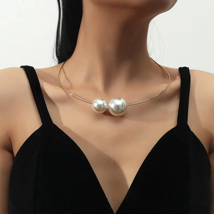 1 Piece Elegant Round Alloy Pearl Plating Gold Plated Women'S Choker