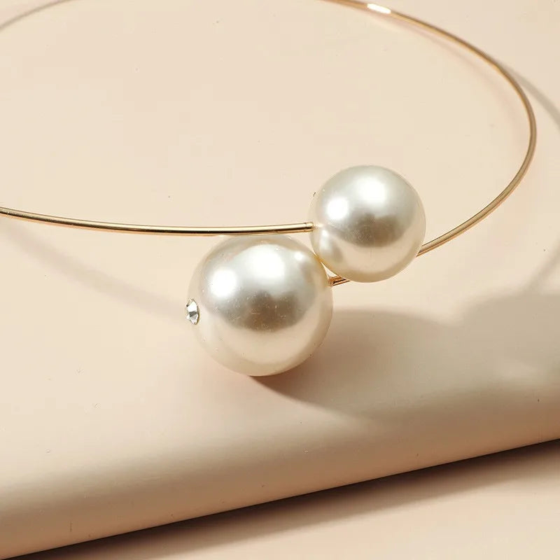 1 Piece Elegant Round Alloy Pearl Plating Gold Plated Women'S Choker