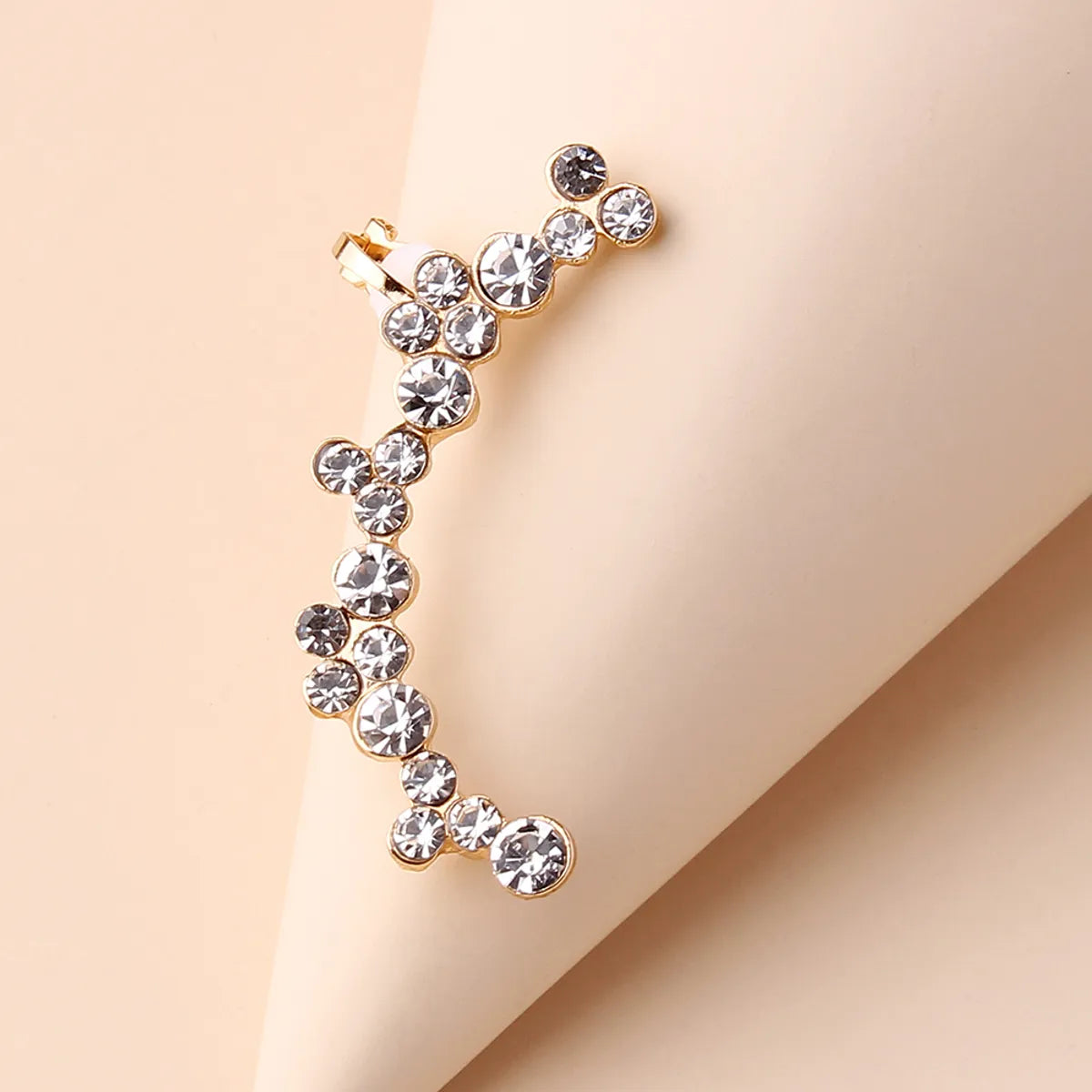 1 Piece Elegant Shiny Geometric Inlay Zinc Alloy Rhinestones Gold Plated Ear Cuffs