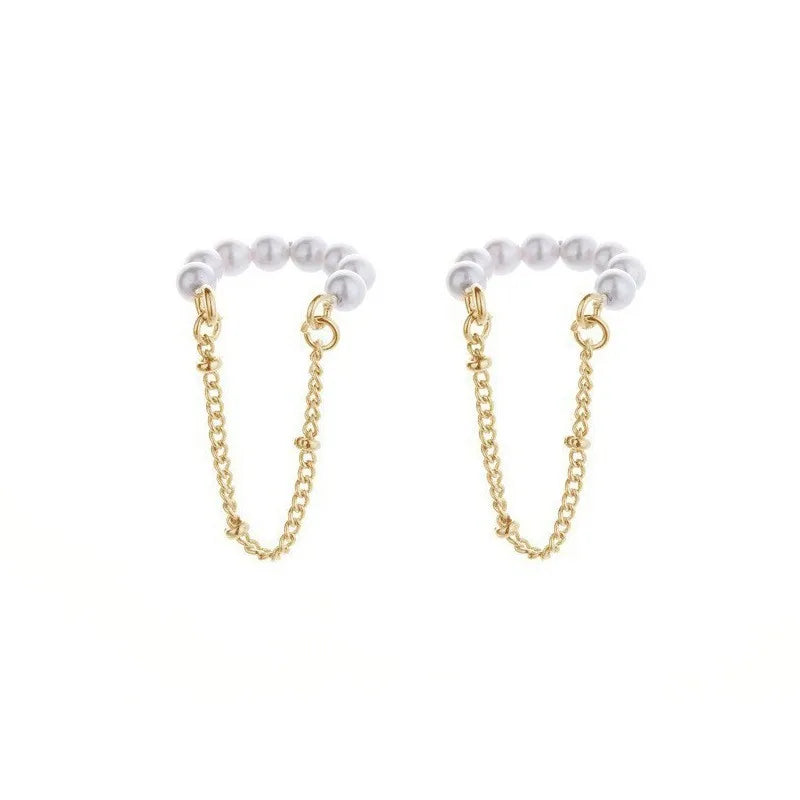 1 Piece Elegant Simple Style Tassel Copper Inlay Artificial Pearls Gold Plated Silver Plated Ear Clips