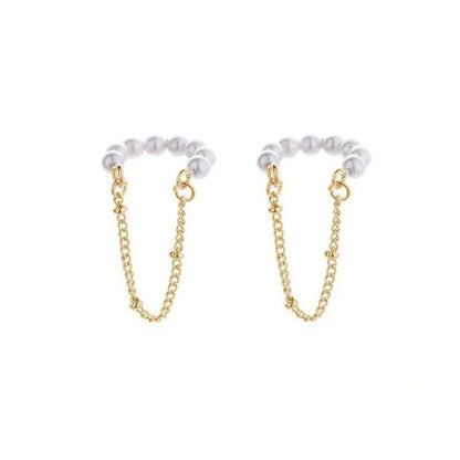 1 Piece Elegant Simple Style Tassel Copper Inlay Artificial Pearls Gold Plated Silver Plated Ear Clips