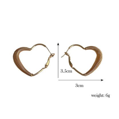 1 Piece Elegant Sweet Heart Shape Plating Copper 18k Gold Plated White Gold Plated Hoop Earrings