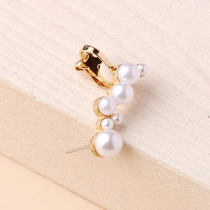 1 Piece Elegant Sweet Solid Color Inlay Zinc Alloy Artificial Pearls Gold Plated Ear Studs