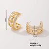 1 Piece Elegant Tropical Shiny C Shape Inlay Copper Zircon K Gold Plated Ear Studs