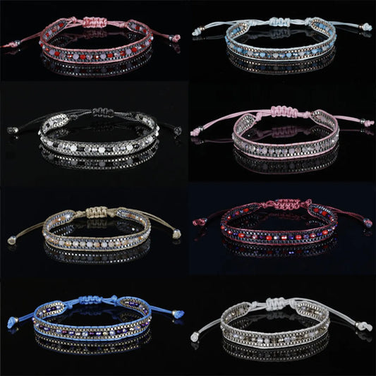 1 Piece Ethnic Style Circle Crystal Rope Beaded Knitting Women's Bracelets