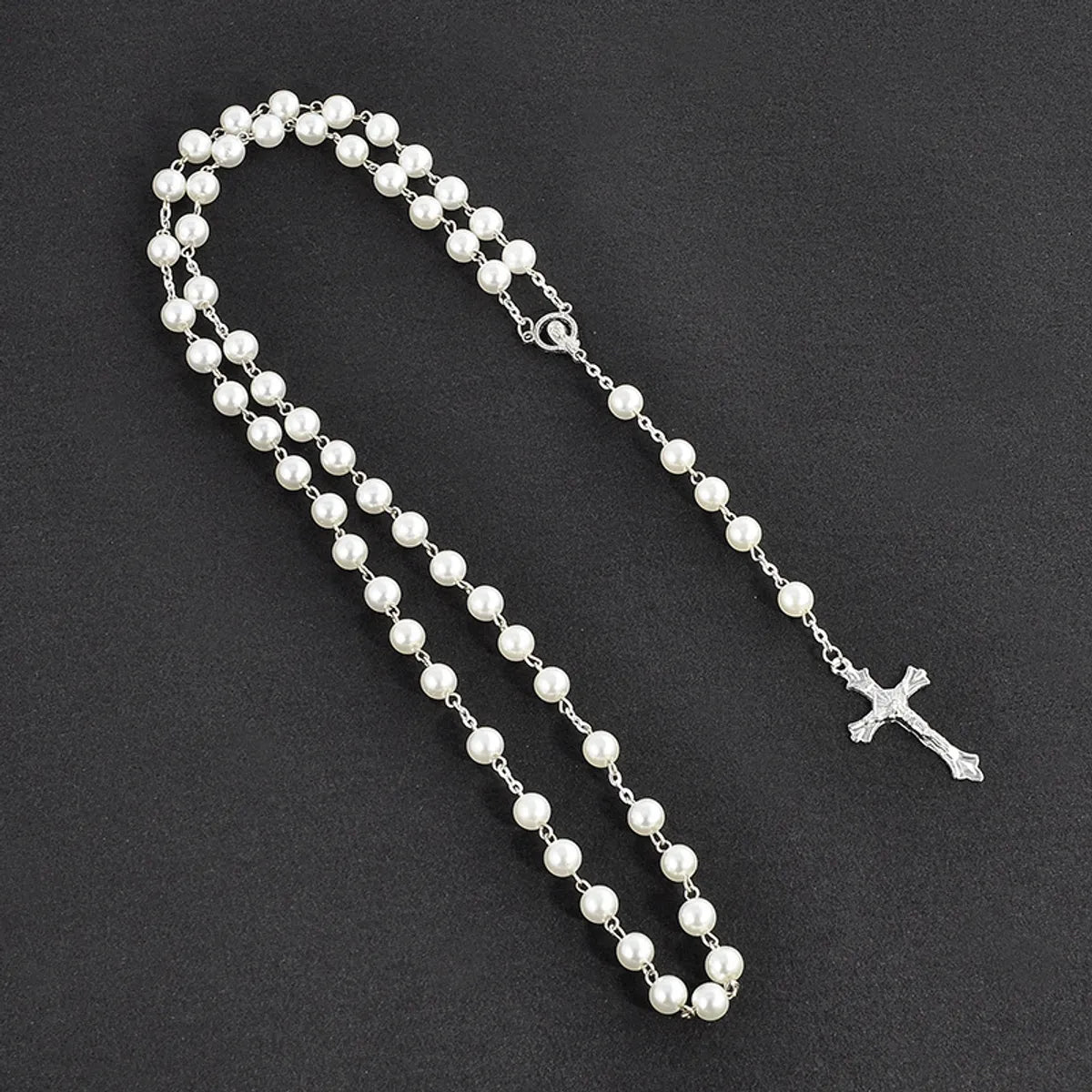 1 Piece Ethnic Style Cross Imitation Pearl Alloy Plating Unisex Necklace