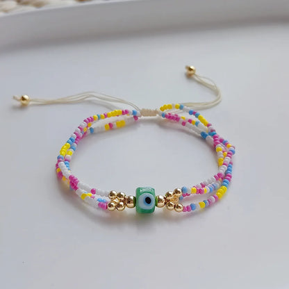 1 Piece Ethnic Style Multicolor Eye Seed Bead Irregular Knitting Women's Bracelets