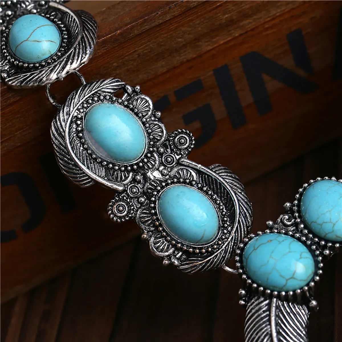 1 Piece Ethnic Style Oval Horns Alloy Inlay Turquoise Women'S Necklace