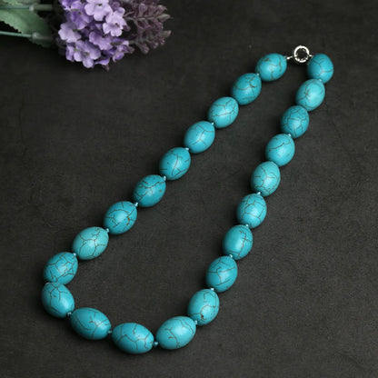 1 Piece Ethnic Style Oval Turquoise Polishing Necklace