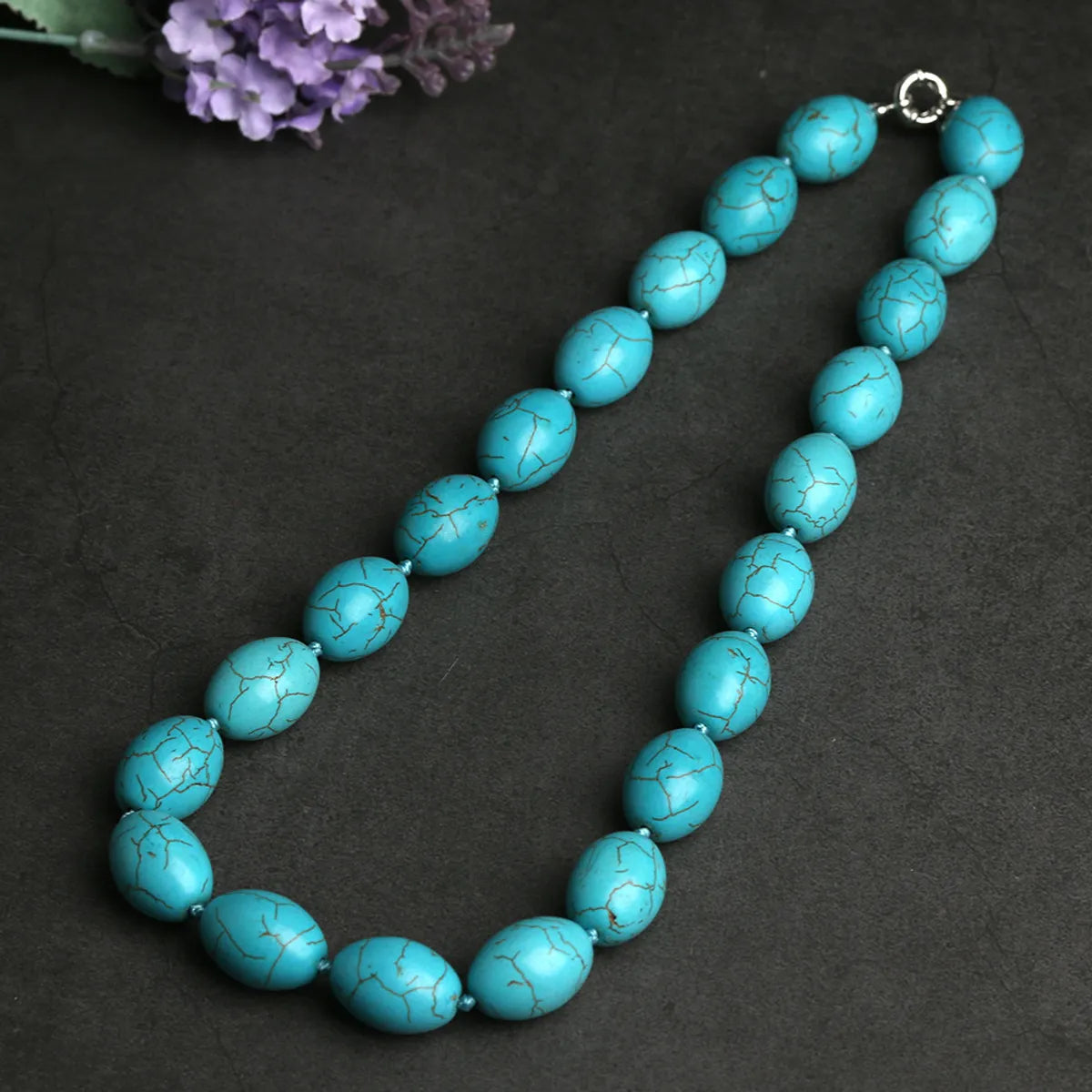 1 Piece Ethnic Style Oval Turquoise Polishing Necklace