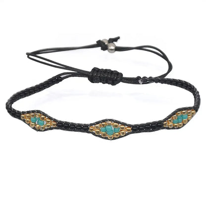 Ethnic Style Rhombus Bead, Braided Rope Braid Women'S Bracelets