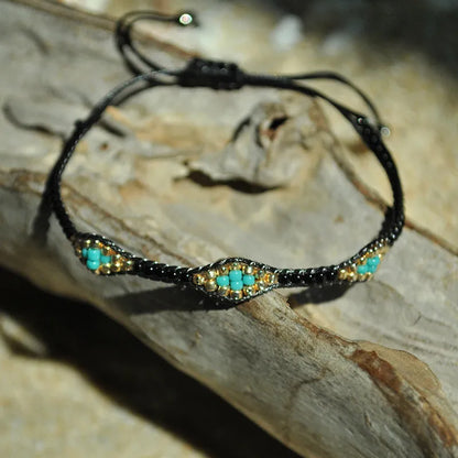 Ethnic Style Rhombus Bead, Braided Rope Braid Women'S Bracelets