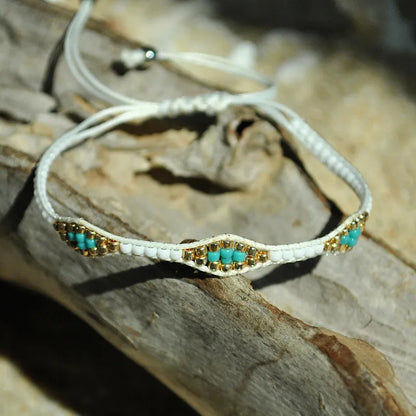 Ethnic Style Rhombus Bead, Braided Rope Braid Women'S Bracelets