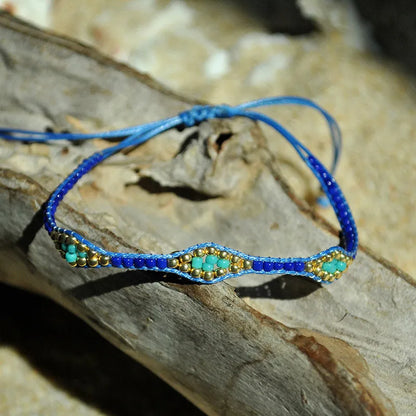 Ethnic Style Rhombus Bead, Braided Rope Braid Women'S Bracelets