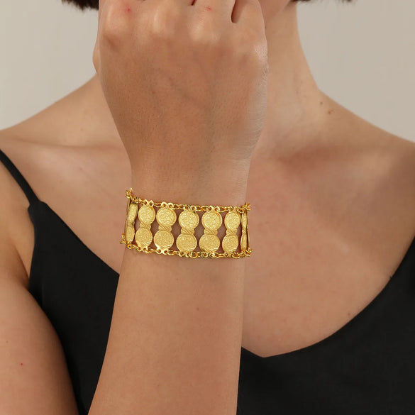 1 Piece Ethnic Style Round Solid Color Copper Plating Bracelets