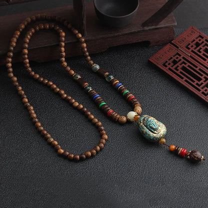 1 Piece Ethnic Style Round Wood Soft Clay Copper Beaded Unisex Necklace