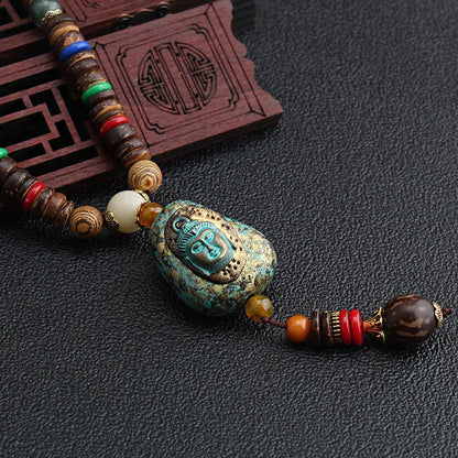 1 Piece Ethnic Style Round Wood Soft Clay Copper Beaded Unisex Necklace