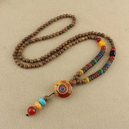 1 Piece Ethnic Style Round Wood Soft Clay Copper Beaded Unisex Necklace