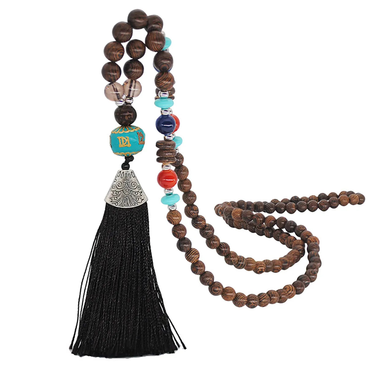 Ethnic Style Tassel Beaded Alloy Inlay Turquoise Women'S Sweater Chain