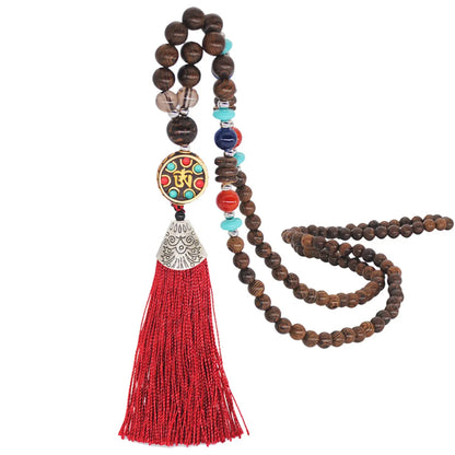 Ethnic Style Tassel Beaded Alloy Inlay Turquoise Women'S Sweater Chain