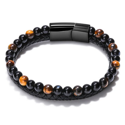 1 Piece Ethnic Style Twist Alloy Natural Stone Volcanic Rock Men'S Bracelets