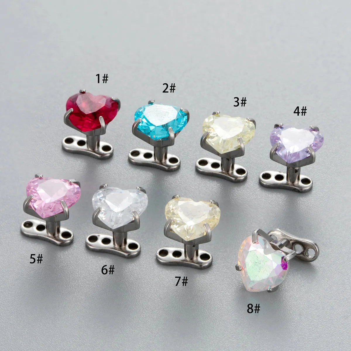 1 Piece Eyebrow Studs Casual Classic Style Heart Shape 316 Stainless Steel  Inlay Zircon Eyebrow Studs