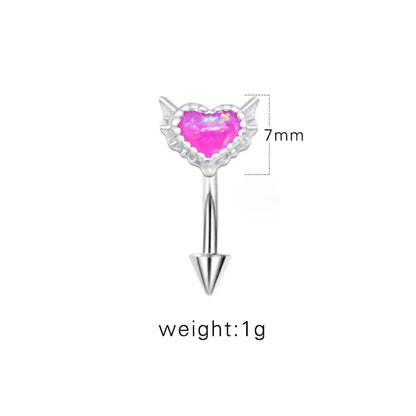 1 Piece Eyebrow Studs Sexy Sweet Heart Shape 316 Stainless Steel  Copper Plating Inlay Acrylic White Gold Plated