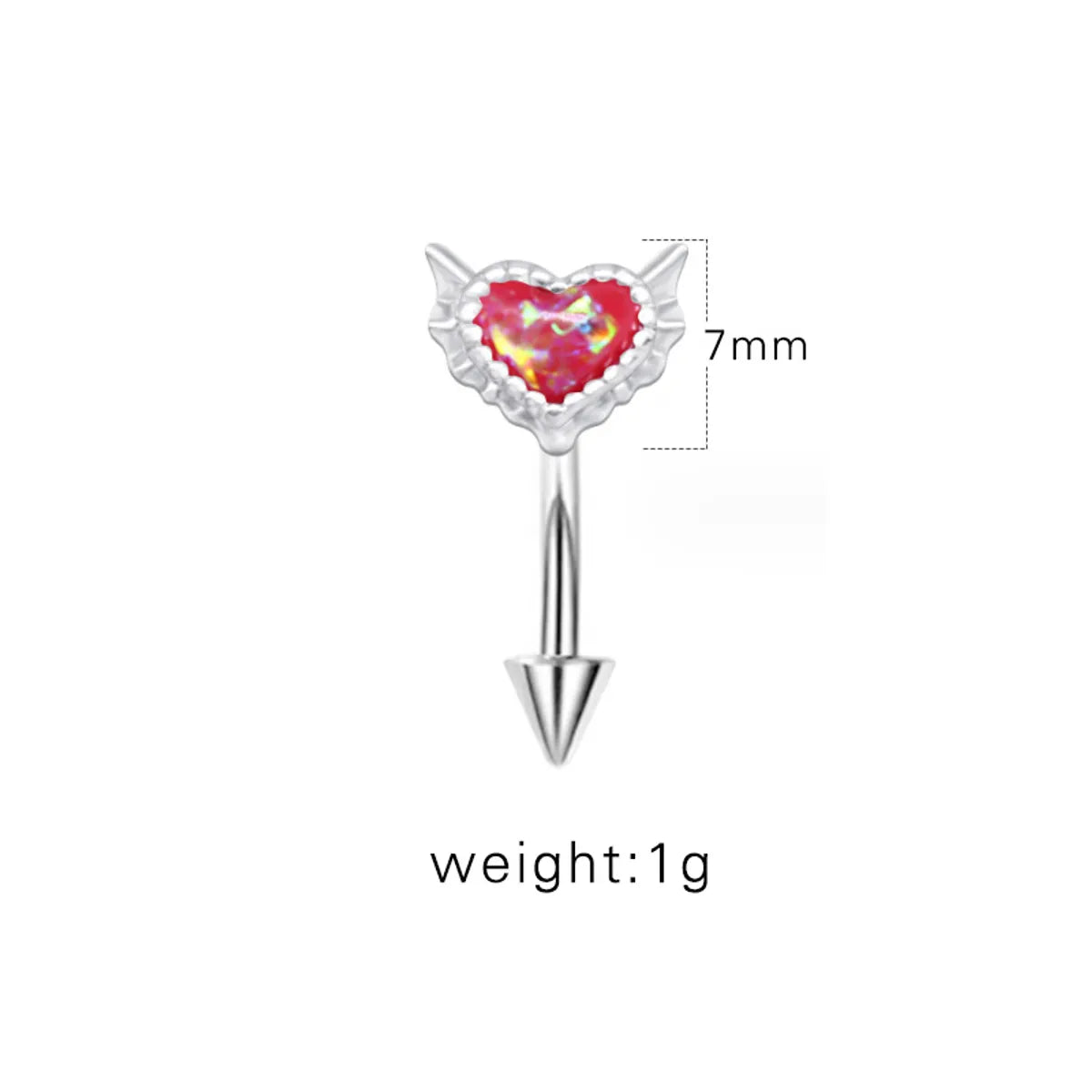 1 Piece Eyebrow Studs Sexy Sweet Heart Shape 316 Stainless Steel  Copper Plating Inlay Acrylic White Gold Plated