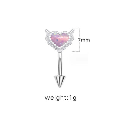 1 Piece Eyebrow Studs Sexy Sweet Heart Shape 316 Stainless Steel  Copper Plating Inlay Acrylic White Gold Plated