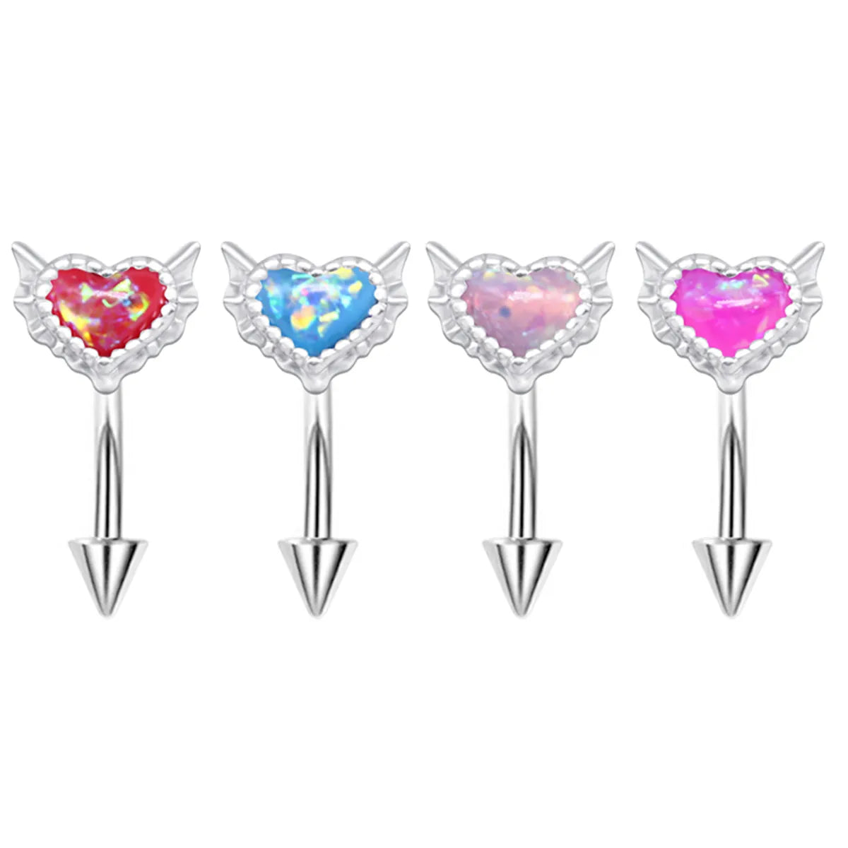 1 Piece Eyebrow Studs Sexy Sweet Heart Shape 316 Stainless Steel  Copper Plating Inlay Acrylic White Gold Plated