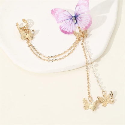 Wholesale Jewelry Fairy Style Sweet Butterfly Alloy Tassel Ear Cuffs