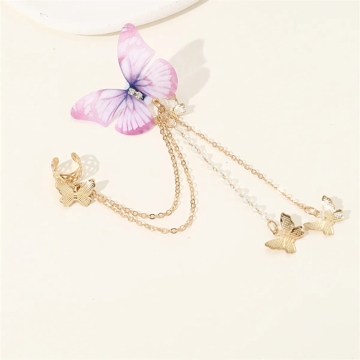 Wholesale Jewelry Fairy Style Sweet Butterfly Alloy Tassel Ear Cuffs