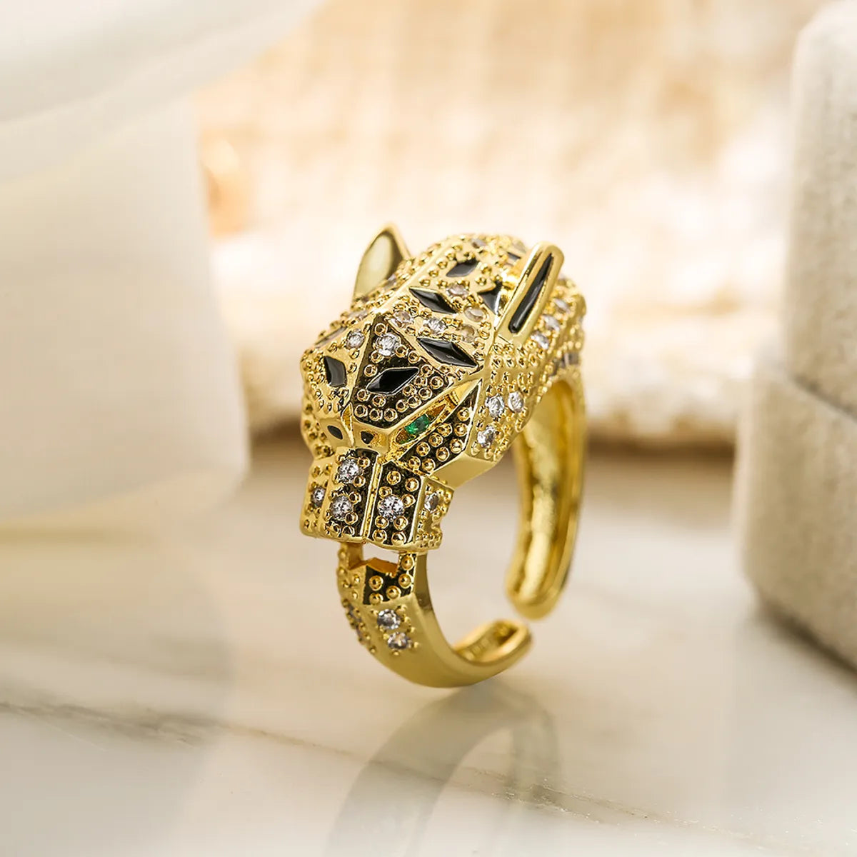 1 Piece Fashion Animal Copper Plating Inlay Zircon Open Ring