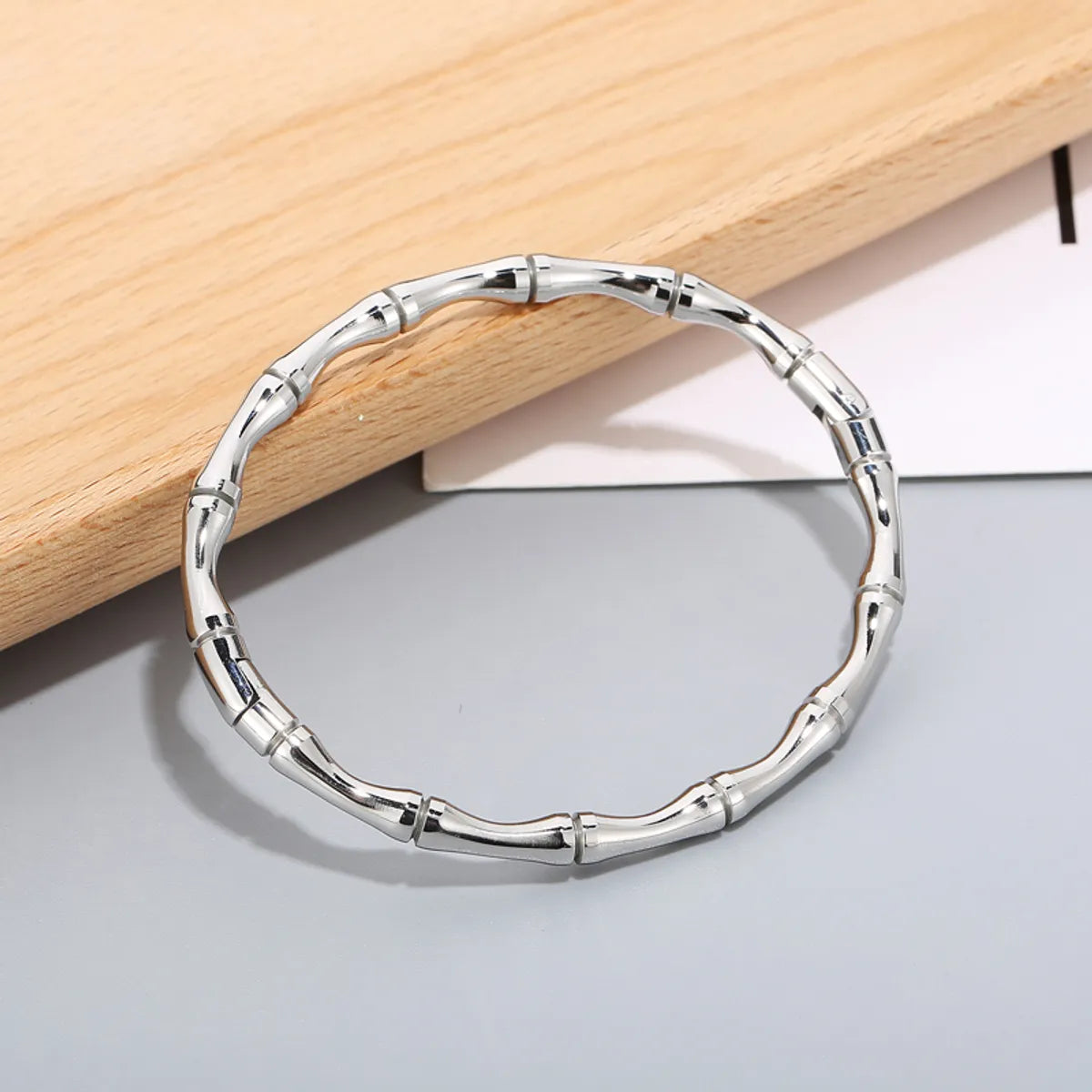 Fashion Bamboo Joint Titanium Steel Plating Bangle