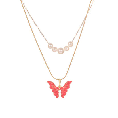 1 Piece Fashion Butterfly Alloy Pearl Women'S Layered Necklaces