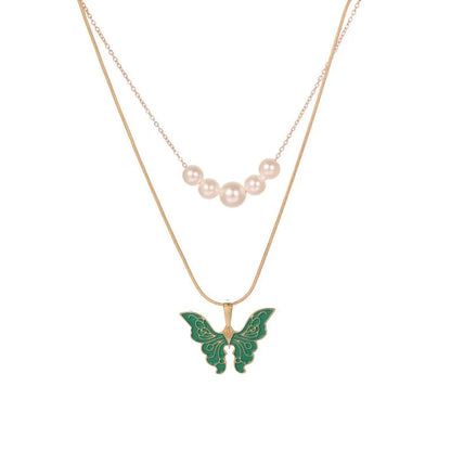 1 Piece Fashion Butterfly Alloy Pearl Women'S Layered Necklaces