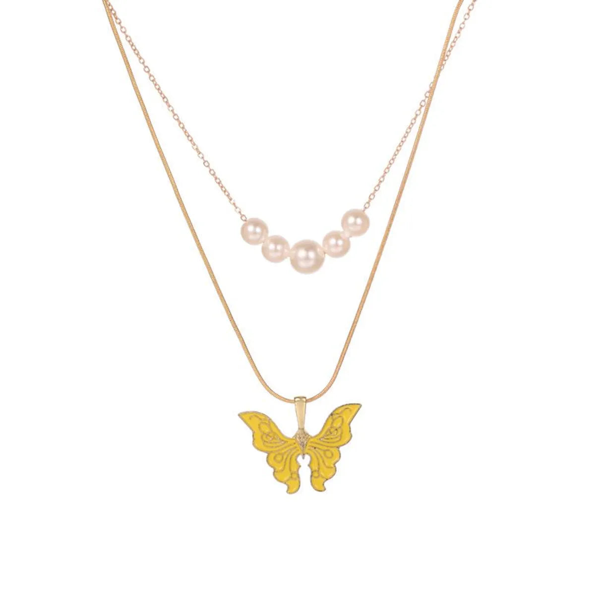 1 Piece Fashion Butterfly Alloy Pearl Women'S Layered Necklaces